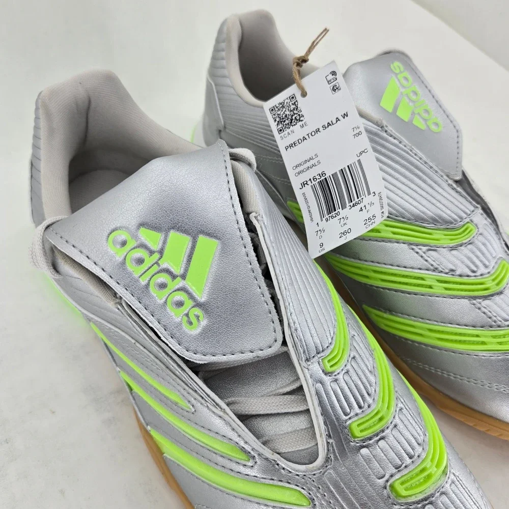 Adidas Predator Sala W Silver Green Indoor Soccer Shoes JR1636 Womens 9 NEW